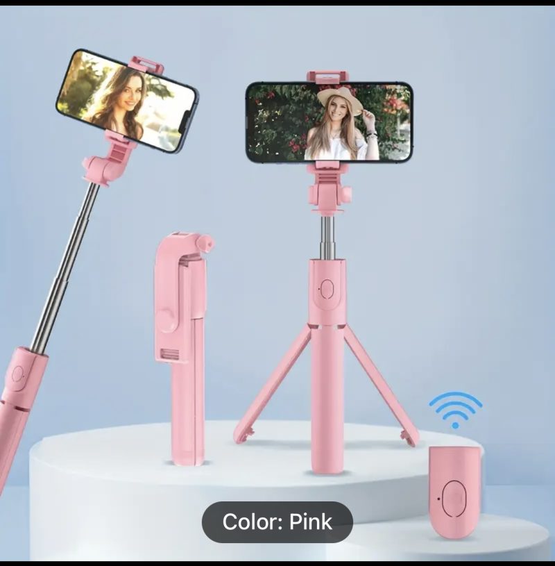 Wireless Remote Selfie Stick Tripod, Stainless Steel Extendable Phone Holder Stand, Live Streaming Bracket with Remote Control for Smartphones