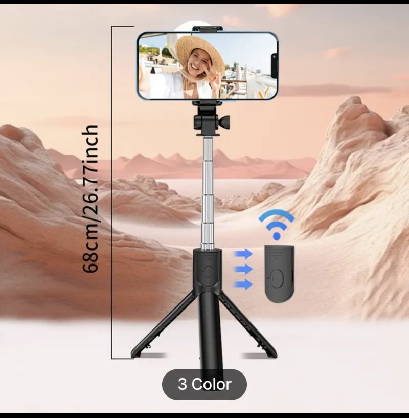Wireless Remote Selfie Stick Tripod, Stainless Steel Extendable Phone Holder Stand, Live Streaming Bracket with Remote Control for Smartphones - Image 4