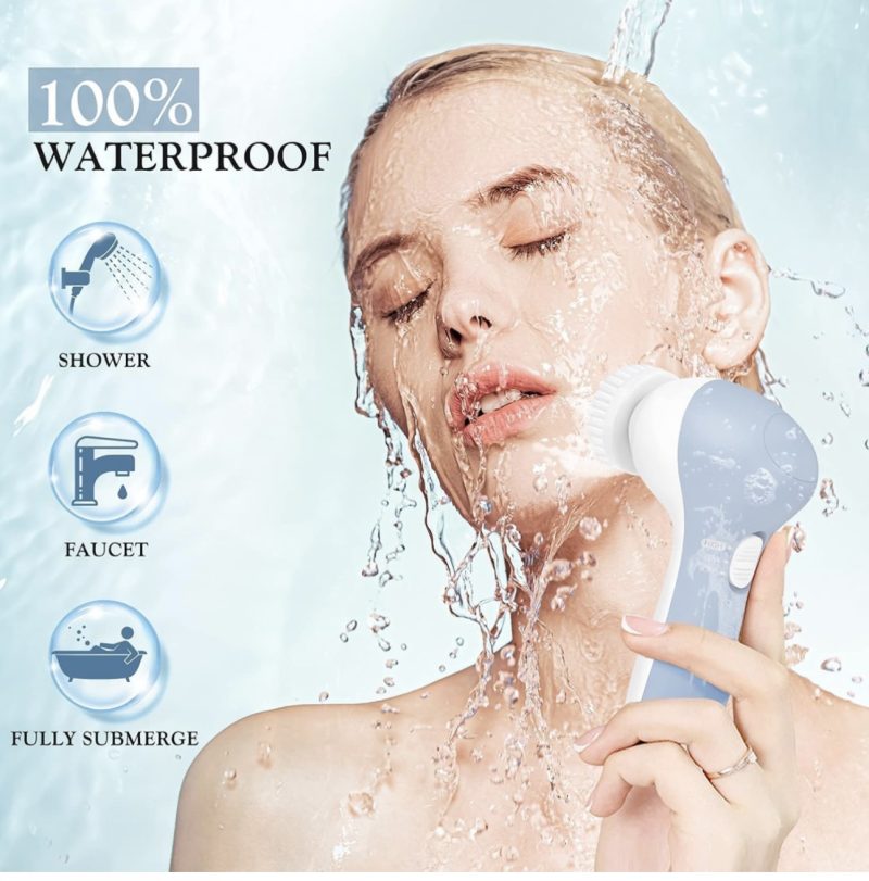 COSLUS Facial Rotating Brush Face Cleansing: 7 in 1 Electric Exfoliator Rotating Cleanser Waterproof Gentle Exfoliating, Deep face Scrubbing Skin Care Suitable for Most People Set - Image 6