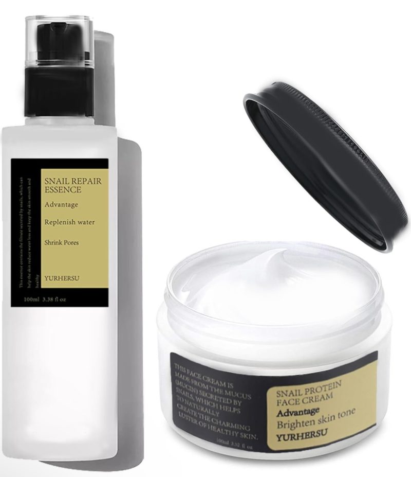 Snail Mucin Essence,Snail Mucin Skin Care Sets &Kits,Snail Mucin Face Creamf or Anti Wrinkle,Hydrating Hyaluronic AcidSerum,Niacinamide Serum,Smooth Fine Lines &Face Moisturiser(Cream+Essence Set)