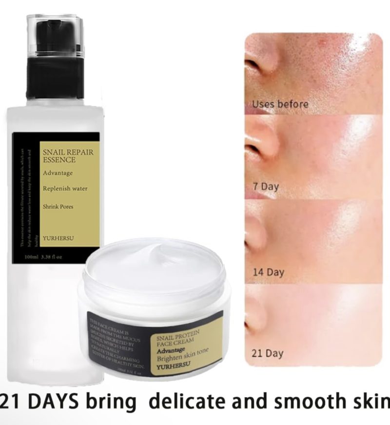 Snail Mucin Essence,Snail Mucin Skin Care Sets &Kits,Snail Mucin Face Creamf or Anti Wrinkle,Hydrating Hyaluronic AcidSerum,Niacinamide Serum,Smooth Fine Lines &Face Moisturiser(Cream+Essence Set) - Image 4