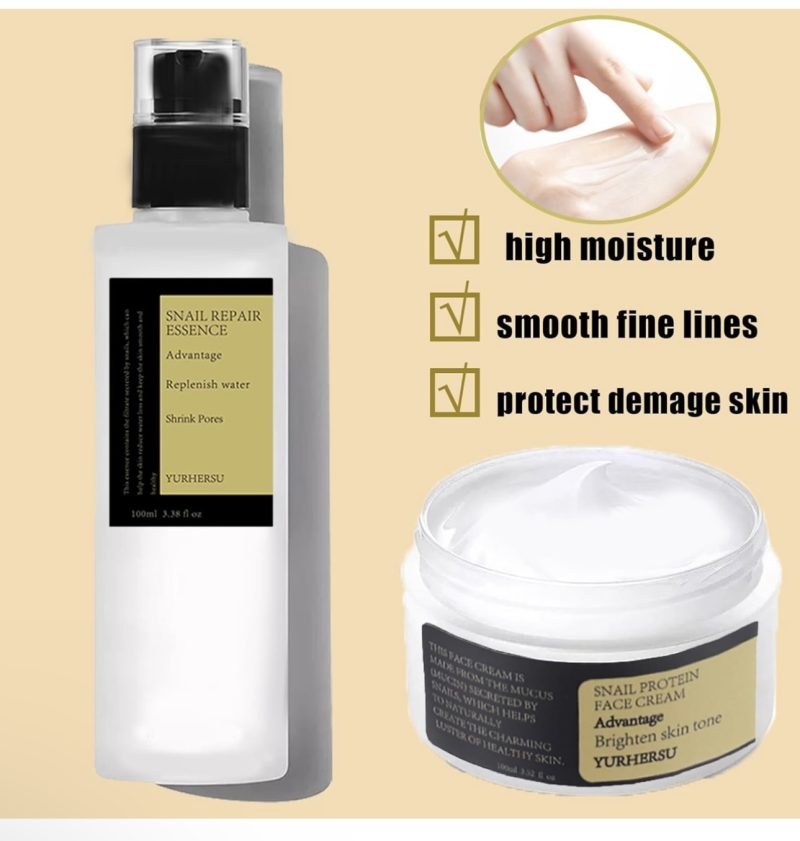 Snail Mucin Essence,Snail Mucin Skin Care Sets &Kits,Snail Mucin Face Creamf or Anti Wrinkle,Hydrating Hyaluronic AcidSerum,Niacinamide Serum,Smooth Fine Lines &Face Moisturiser(Cream+Essence Set) - Image 5