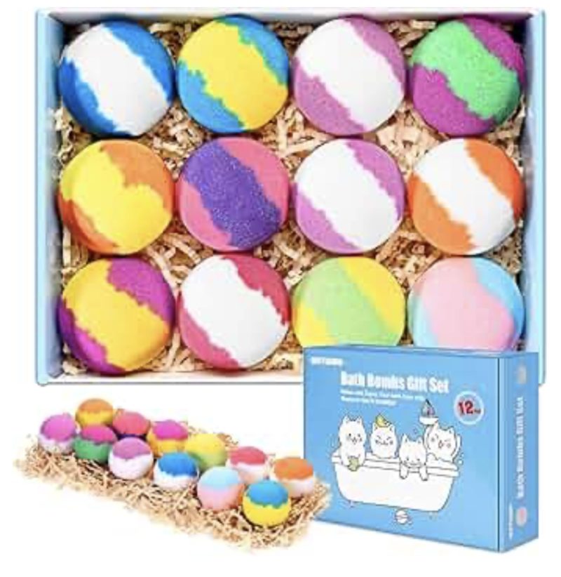 Bath Bombs Gift Set, 12pcs Handmade Fizzy Bubble Bath Bombs, Vegan & Cruelty Free, Perfect for Bubble and Spa Bath, Birthday Mothers Day Gifts Idea for Her/Him, Wife, Girlfriend