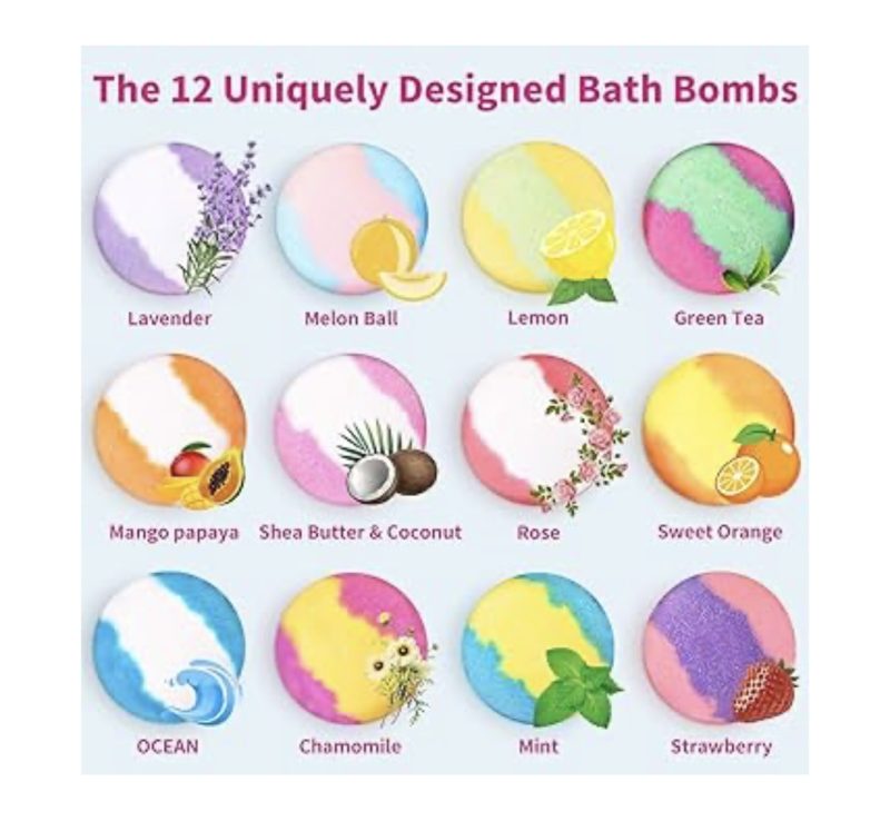 Bath Bombs Gift Set, 12pcs Handmade Fizzy Bubble Bath Bombs, Vegan & Cruelty Free, Perfect for Bubble and Spa Bath, Birthday Mothers Day Gifts Idea for Her/Him, Wife, Girlfriend - Image 3