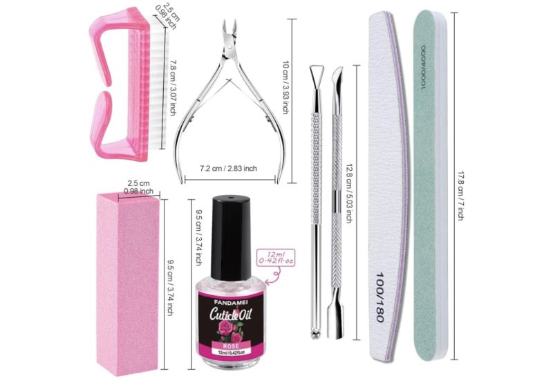 Nail Buffers and Files, FANDAMEI Manicure Tools Kit with 3PCS Nail File, 2PCS Nail Buffer, Rectangular Nail Buffer Block, Cuticle Nippers, Cuticle Pusher, Cuticle Peeler. Cuticle Oil and Nail Brush - Image 3
