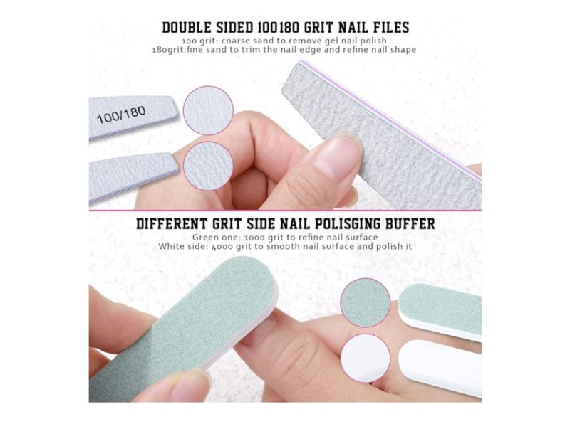 Nail Buffers and Files, FANDAMEI Manicure Tools Kit with 3PCS Nail File, 2PCS Nail Buffer, Rectangular Nail Buffer Block, Cuticle Nippers, Cuticle Pusher, Cuticle Peeler. Cuticle Oil and Nail Brush - Image 4