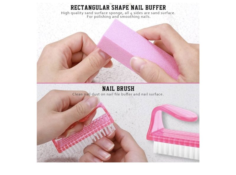Nail Buffers and Files, FANDAMEI Manicure Tools Kit with 3PCS Nail File, 2PCS Nail Buffer, Rectangular Nail Buffer Block, Cuticle Nippers, Cuticle Pusher, Cuticle Peeler. Cuticle Oil and Nail Brush - Image 6