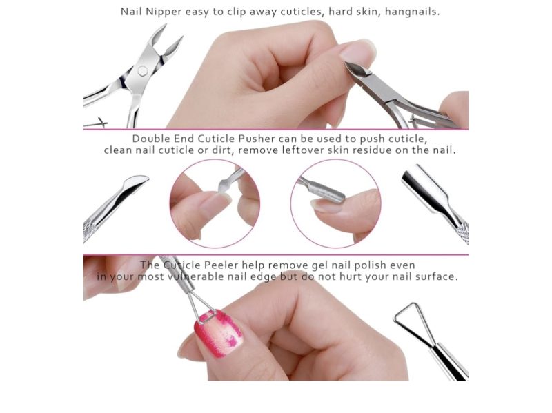 Nail Buffers and Files, FANDAMEI Manicure Tools Kit with 3PCS Nail File, 2PCS Nail Buffer, Rectangular Nail Buffer Block, Cuticle Nippers, Cuticle Pusher, Cuticle Peeler. Cuticle Oil and Nail Brush - Image 7