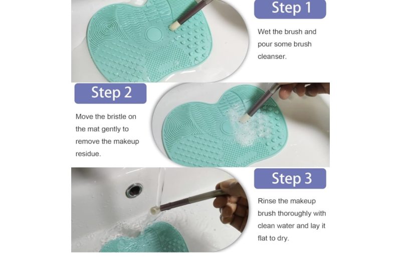 Vasterqua 2 Packs Makeup Brush Cleaning Mat, Silicone Makeup Brush Cleaner with Back Suction Cups(Green and Pink) - Image 3
